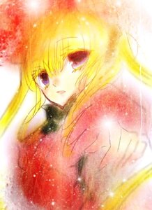 Rating: Safe Score: 0 Tags: 1girl blonde_hair fate_testarossa image long_hair long_sleeves looking_at_viewer open_mouth shinku solo User: admin