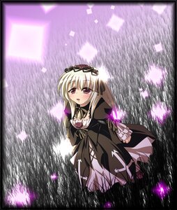 Rating: Safe Score: 0 Tags: 1girl black_dress black_wings blush dress flower frills hairband image lolita_hairband long_hair long_sleeves looking_at_viewer open_mouth pink_eyes ribbon rose silver_hair solo standing suigintou water wings User: admin