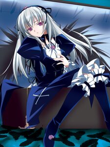 Rating: Safe Score: 0 Tags: 1girl black_wings dress frills hairband image juliet_sleeves long_hair long_sleeves looking_at_viewer pink_eyes puffy_sleeves rose silver_hair sitting solo suigintou wings User: admin