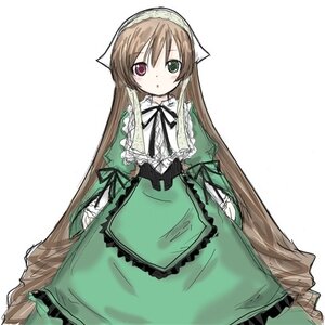 Rating: Safe Score: 0 Tags: 1girl :o black_ribbon blush brown_hair dress frills green_dress green_eyes head_scarf heterochromia image long_hair long_sleeves looking_at_viewer red_eyes ribbon simple_background solo suiseiseki very_long_hair white_background User: admin