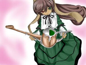 Rating: Safe Score: 0 Tags: 1girl brown_hair dress frills green_dress green_eyes heterochromia image long_hair long_sleeves looking_at_viewer red_eyes ribbon sitting solo suiseiseki watering_can User: admin