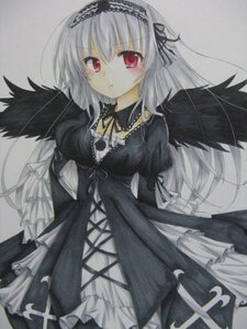 Rating: Safe Score: 0 Tags: 1girl black_dress black_wings blush detached_collar dress frills gothic_lolita hairband image juliet_sleeves lolita_fashion long_hair long_sleeves looking_at_viewer marker_(medium) pout puffy_sleeves red_eyes ribbon rose silver_hair solo suigintou traditional_media wings User: admin