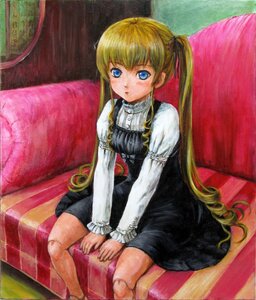 Rating: Safe Score: 0 Tags: 1girl bad_id bad_pixiv_id bangs blonde_hair blue_eyes couch doll_joints dress drill_hair hair_ribbon highres image joints long_hair long_sleeves photoshop_(medium) ribbon rozen_maiden shinku sitting solo tafuto traditional_media twintails v_arms very_long_hair User: admin