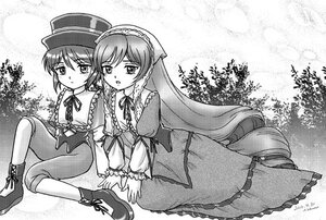 Rating: Safe Score: 0 Tags: 2girls boots dress frills greyscale hat image lolita_fashion long_hair long_sleeves looking_at_viewer monochrome multiple_girls pair pantyhose ribbon short_hair siblings sisters sitting souseiseki suiseiseki top_hat User: admin