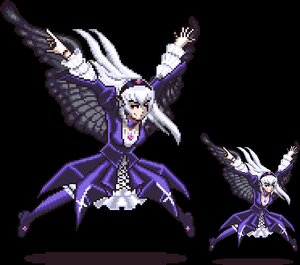 Rating: Safe Score: 0 Tags: 2girls armor boots dress frills full_body hair_ornament image long_hair multiple_girls pixel_art purple_eyes solo suigintou thighhighs transparent_background white_hair wings User: admin