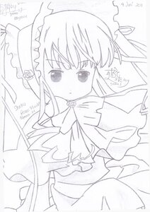 Rating: Safe Score: 0 Tags: 1girl bangs blush closed_mouth dated dress eyebrows_visible_through_hair flower image long_hair long_sleeves looking_at_viewer monochrome shinku signature simple_background sleeves_past_wrists solo very_long_hair white_background User: admin
