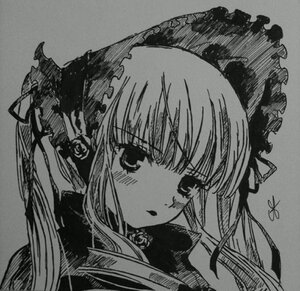 Rating: Safe Score: 0 Tags: 1girl blush flower grey_background greyscale hairband image long_hair looking_at_viewer monochrome rose shinku simple_background solo suigintou User: admin