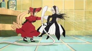 Rating: Safe Score: 0 Tags: 2girls blonde_hair dress hairband image long_hair long_sleeves multiple_girls outdoors pair shinku standing suigintou very_long_hair wings User: admin