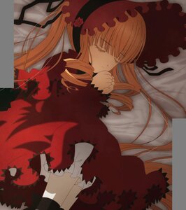 Rating: Safe Score: 0 Tags: 1girl blonde_hair bonnet closed_eyes dress drill_hair frills hairband image long_hair long_sleeves ribbon rose shinku sleeping solo twintails underwear User: admin