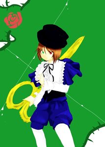 Rating: Safe Score: 0 Tags: 1girl brown_hair flower green_background green_eyes hat heterochromia image long_sleeves looking_at_viewer pantyhose red_eyes ribbon short_hair shorts simple_background solo souseiseki standing User: admin