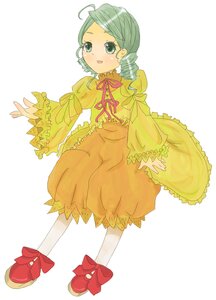 Rating: Safe Score: 0 Tags: 1girl ahoge dress drill_hair frills full_body green_eyes green_hair image kanaria long_sleeves looking_at_viewer pantyhose puffy_sleeves ribbon shoes simple_background solo standing striped twin_drills white_background yellow_dress User: admin
