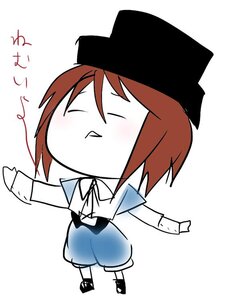 Rating: Safe Score: 0 Tags: animal_hat black_headwear blush brown_hair cat_hat chibi closed_eyes hat image outstretched_arms red_hair simple_background skirt solo souseiseki striped white_background white_legwear white_shirt User: admin