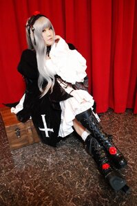 Rating: Safe Score: 0 Tags: 1girl black_footwear boots gothic_lolita hairband lolita_fashion long_hair long_sleeves photo skirt solo standing suigintou white_hair User: admin