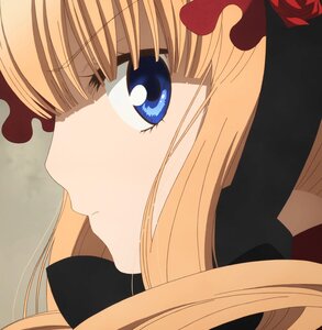 Rating: Safe Score: 0 Tags: 1girl bangs blonde_hair blue_eyes bow close-up face flower hat image profile rose shinku simple_background solo User: admin