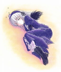Rating: Safe Score: 0 Tags: 1girl blush boots closed_eyes dress frilled_sleeves frills full_body hairband image knees_up long_hair long_sleeves ribbon sitting sleeping solo suigintou wings User: admin