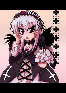 Rating: Safe Score: 3 Tags: 1girl black_dress black_ribbon black_wings cross-laced_clothes dress flower frilled_sleeves frills hairband image letterboxed lolita_fashion lolita_hairband long_hair long_sleeves looking_at_viewer open_mouth pink_eyes ribbon rose silver_hair solo suigintou wings User: admin
