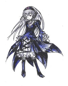 Rating: Safe Score: 0 Tags: 1girl black_wings boots dress frills full_body hairband image lolita_hairband long_hair long_sleeves red_eyes rose silver_hair simple_background solo standing suigintou white_background wings User: admin