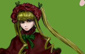 Rating: Safe Score: 0 Tags: 1girl blonde_hair bonnet bow bowtie closed_mouth green_background green_eyes hat image long_hair long_sleeves looking_at_viewer shinku simple_background solo upper_body User: admin
