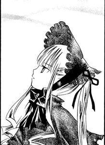 Rating: Safe Score: 0 Tags: 1girl black_border bonnet closed_mouth flower hair_ribbon image lace letterboxed long_hair monochrome profile ribbon shinku simple_background solo upper_body white_background User: admin