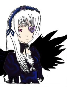 Rating: Safe Score: 0 Tags: 1girl black_wings costume_switch dress expressionless eyepatch feathered_wings flower frills hairband image juliet_sleeves lolita_hairband long_hair long_sleeves looking_at_viewer pink_eyes puffy_sleeves rose silver_hair simple_background solo suigintou upper_body white_background wings User: admin