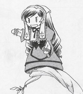 Rating: Safe Score: 0 Tags: 1girl dress drill_hair greyscale image long_hair long_sleeves monochrome pantyhose simple_background solo suiseiseki User: admin