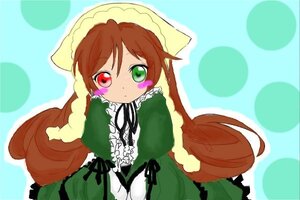 Rating: Safe Score: 0 Tags: 1girl brown_hair dress frills green_dress green_eyes hat head_scarf heterochromia image long_hair long_sleeves looking_at_viewer polka_dot polka_dot_background red_eyes simple_background solo suiseiseki twintails very_long_hair User: admin