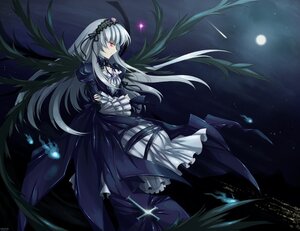 Rating: Safe Score: 0 Tags: 1girl black_dress black_wings dress flower frills full_moon hairband image long_hair long_sleeves moon night pink_eyes red_eyes ribbon silver_hair sky solo suigintou very_long_hair wings User: admin