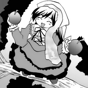 Rating: Safe Score: 0 Tags: 1girl ^_^ apple blush closed_eyes cup dress food frills fruit greyscale holding holding_food holding_fruit image long_sleeves monochrome open_mouth outdoors ribbon smile solo suiseiseki wings User: admin