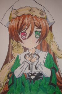 Rating: Safe Score: 0 Tags: 1girl bangs closed_mouth dress green_dress green_eyes hair_between_eyes heterochromia image long_hair long_sleeves looking_at_viewer red_eyes simple_background smile solo suiseiseki traditional_media very_long_hair User: admin