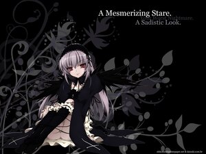 Rating: Safe Score: 0 Tags: 1girl black_wings boots dress flower frills hairband image lolita_hairband long_hair long_sleeves looking_at_viewer red_eyes sitting solo suigintou wings User: admin