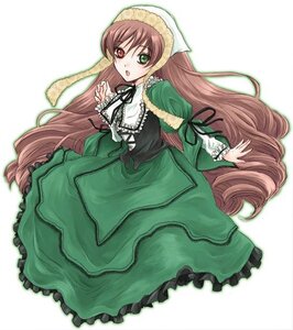 Rating: Safe Score: 0 Tags: 1girl :o brown_hair dress drill_hair frills green_dress green_eyes hat head_scarf heterochromia image long_hair long_sleeves looking_at_viewer open_mouth red_eyes ribbon simple_background solo suiseiseki twin_drills twintails very_long_hair white_background User: admin