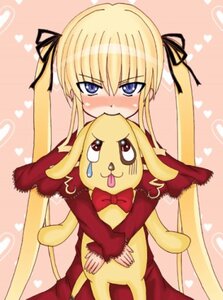 Rating: Safe Score: 0 Tags: 1girl blonde_hair blue_eyes blush bow bowtie hair_ribbon image long_hair long_sleeves ribbon shinku solo twintails User: admin