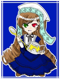 Rating: Safe Score: 0 Tags: 1girl :d blue_dress brown_hair dress drill_hair frills full_body green_eyes head_scarf heterochromia image long_hair long_sleeves looking_at_viewer open_mouth red_eyes ribbon simple_background smile solo suiseiseki twin_drills very_long_hair watering_can User: admin