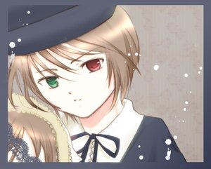 Rating: Safe Score: 0 Tags: 1girl bangs black_ribbon border brown_hair green_eyes hat heterochromia image long_sleeves looking_at_viewer neck_ribbon red_eyes ribbon simple_background snowing solo souseiseki suiseiseki upper_body User: admin