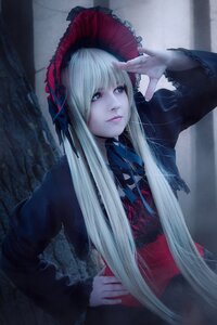 Rating: Safe Score: 0 Tags: 1girl bangs blonde_hair blue_eyes blurry bonnet closed_mouth dress frills gothic_lolita lace lips lolita_fashion long_hair long_sleeves looking_at_viewer shinku solo upper_body User: admin