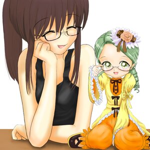 Rating: Safe Score: 0 Tags: 2girls brown_hair closed_eyes flower frills glasses green_eyes green_hair image kanaria kusabue_mitsu long_sleeves multiple_girls rose sitting solo User: admin