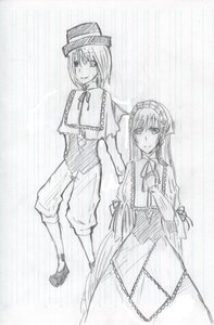 Rating: Safe Score: 0 Tags: 2girls auto_tagged capelet dress frills full_body hat image long_hair long_sleeves looking_at_viewer monochrome multiple_girls pair ribbon shoes short_hair smile souseiseki standing suiseiseki User: admin