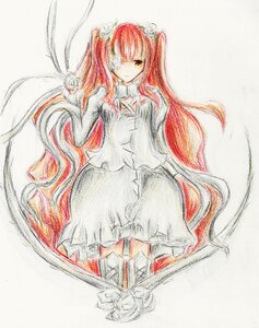 Rating: Safe Score: 0 Tags: 1girl dress eyepatch flower hair_flower image kirakishou long_hair pink_hair red_hair rose solo traditional_media very_long_hair white_flower yellow_eyes User: admin