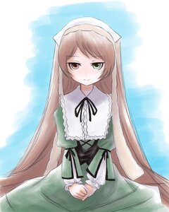 Rating: Safe Score: 0 Tags: 1girl black_ribbon blush brown_hair dress frills green_dress green_eyes head_scarf heterochromia image long_hair long_sleeves looking_at_viewer red_eyes ribbon solo suiseiseki very_long_hair User: admin