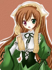 Rating: Safe Score: 0 Tags: 1girl brown_hair dress frills green_dress green_eyes head_scarf heterochromia image long_hair long_sleeves looking_at_viewer open_mouth red_eyes simple_background solo suiseiseki very_long_hair User: admin