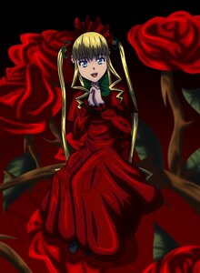 Rating: Safe Score: 0 Tags: 1girl :d blonde_hair blue_eyes bow bowtie dress flower image long_hair long_sleeves looking_at_viewer open_mouth red_dress red_flower red_rose rose shinku smile solo twintails User: admin