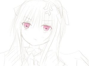 Rating: Safe Score: 0 Tags: 1girl bangs blush closed_mouth eyebrows_visible_through_hair hair_ribbon image long_hair looking_at_viewer monochrome ribbon simple_background sketch solo suigintou upper_body white_background User: admin