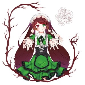 Rating: Safe Score: 0 Tags: 1girl brown_hair dress flower frills green_dress green_eyes head_scarf heterochromia image long_hair long_sleeves looking_at_viewer outstretched_hand red_eyes solo suiseiseki tree twintails very_long_hair User: admin