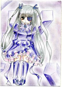 Rating: Safe Score: 0 Tags: 1girl barasuishou blue_eyes dress frills full_body hair_ornament heterochromia image long_hair long_sleeves puffy_sleeves solo standing traditional_media very_long_hair watercolor_(medium) User: admin