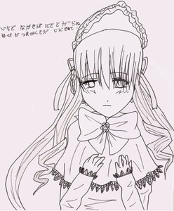 Rating: Safe Score: 0 Tags: 1girl auto_tagged blush bonnet bow bowtie closed_mouth dress drill_hair expressionless eyebrows_visible_through_hair frown hands_on_own_chest image long_hair long_sleeves looking_at_viewer monochrome shinku simple_background solo tears upper_body User: admin
