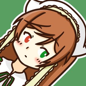 Rating: Safe Score: 0 Tags: 1girl bangs blush blush_stickers brown_hair green_background hairband image long_hair maid maid_headdress outline ribbon solo suiseiseki User: admin