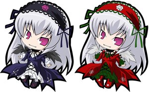 Rating: Safe Score: 0 Tags: 1girl chibi dress flower frills hairband image lolita_hairband long_hair long_sleeves pink_eyes purple_eyes silver_hair smile solo suigintou wings User: admin