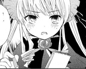 Rating: Safe Score: 0 Tags: 1girl blush bowtie flower greyscale image long_hair monochrome open_mouth rose shinku solo suigintou upper_body User: admin