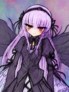 Rating: Safe Score: 0 Tags: 1girl black_ribbon cowboy_shot detached_collar dress frilled_sleeves frills hairband image long_hair long_sleeves looking_at_viewer pink_eyes red_eyes ribbon solo suigintou very_long_hair wings User: admin