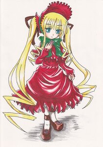 Rating: Safe Score: 0 Tags: 1girl blonde_hair blue_eyes blush bonnet bow bowtie dress full_body green_bow image long_hair long_sleeves looking_at_viewer red_dress shinku shoes sidelocks simple_background solo standing twintails very_long_hair User: admin